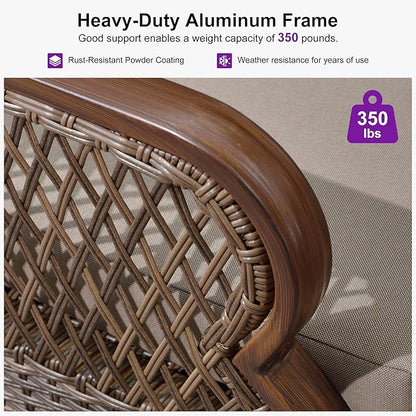 PURPLE LEAF Patio Swivel Dining Chairs Set of 2 Modern Wicker Outdoor Dining Chairs with Thick Cushions and Soft Pillows All Weather Aluminum Patio Chairs for Garden Porch Lawn