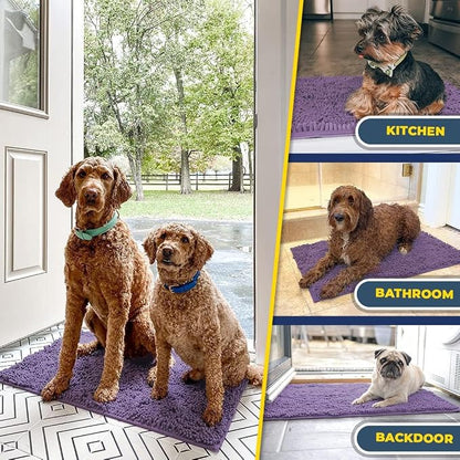 Muddy Mat® | Super Water Absorbent Door Mat Indoor, Microfiber Quick Dry Chenille Entryway Rug, Slip Resistant Front Door Mat, Indoor Mats for Entryway, Machine Washable Pet Rug, Lavender 18" x 28"