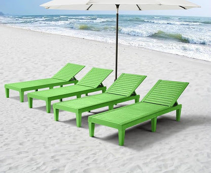Nestl Sun Tanning Chair - Lime Green Chaise Lounge Chair Outdoor, Lightweight Pool Lounge Chairs Set of 12, Adjustable 5-Position Reclining Lawn Chair, Waterproof Beach Outdoor Lounge Chairs