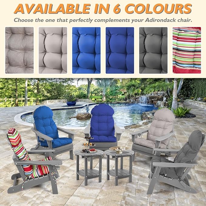 Adirondack Chair Cushion, Outdoor Rocking Chair Water Resistant Glider Rocker Chairs Replacement Cushions Set with Straps, 44''L x 19''W x 4''H