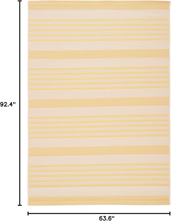 SAFAVIEH Washable Rug Outdoor Courtyard Collection - 5'3" x 7'7", Gold & Beige, Non-Shedding & Easy Cleaning, Ideal for Patio, Backyard, Mudroom (CY6062-306)