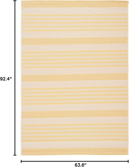 SAFAVIEH Washable Rug Outdoor Courtyard Collection - 5'3" x 7'7", Gold & Beige, Non-Shedding & Easy Cleaning, Ideal for Patio, Backyard, Mudroom (CY6062-306)