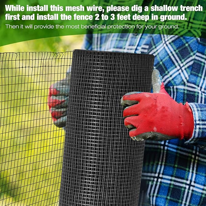 Tatuo Hardware Cloth 1/4 Inch 48in x 150ft Hot Dip Galvanized After Welded Cage Mesh Rolls 21 Gauge Metal Chicken Wire Roll Wire Fencing Poultry Netting for Raised Garden Rodent Animals(Black)