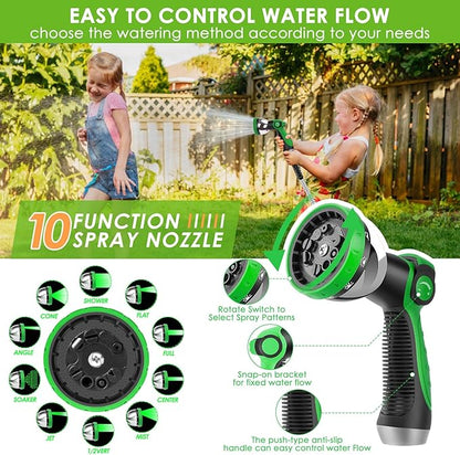 Stainless Steel Garden Hose 50 ft - 304 Stainless Steel Kink-Free Metal Water Hose with Shut-Off Valve & Hose Straps, Heavy Duty, Rust/Puncture Proof for Yard, Lawn and Car Washing, 50 Feet