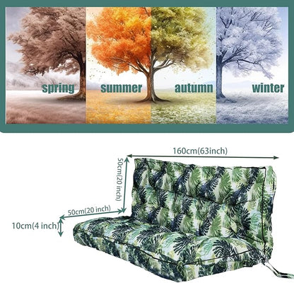 Replacement Cushions for Swing, Swing Cushions 3 Seater Replacement, Waterproof Thicken Washable Pad Cushion for Outdoor Indoor Furniture Swing Patio (Palm Leaves, 40x70 inch)