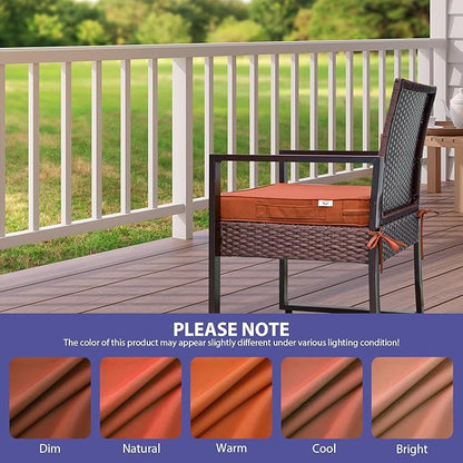 Outdoor Chair Cushions Set of 4 -Waterproof Outdoor Seat Cushions for Patio Furniture, Patio Chair Cushion with Handle and Ties, Square Out Door Chair Pads,18.5" x 16" x 3", Spice