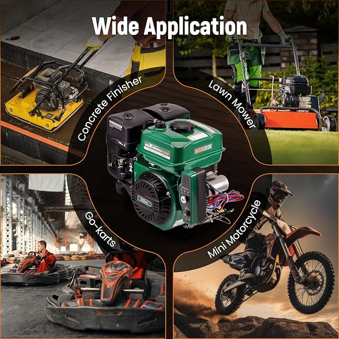 maXpeedingrods 7HP 212cc Gas Engine, Electric Start 4 Stroke OHV Horizontal Shaft Gasoline Engine, Shaft 3/4" (19mm) Diameter, Shaft 3/16" Keyway for Go-Karts Log Splitters Lawn Mowers