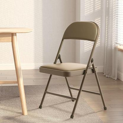 Nazhura 4 Pack Folding Chairs with Padded Vinyl Cushion Chairs with Comfortable Cushion and Durable Steel Frame for Home and Office, for Indoor and Outdoor Events (Kahki, Vinyl)