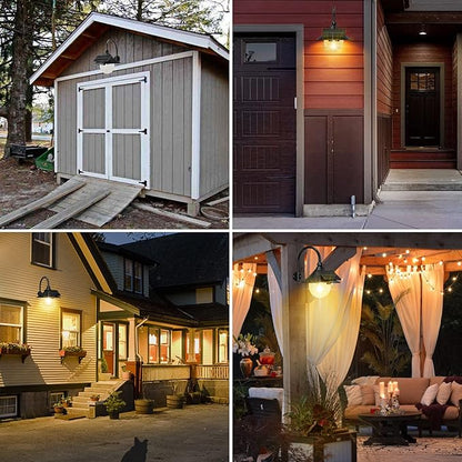 Auzev Solar Lantern Lights Outdoor Retro Solar Barn Light with 3 Lighting Modes & Motion Sensor, Wall Mount Waterproof Outside for Farmhouse, Patio, Garden, Shed and Courtyard (Black-1Pack)