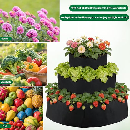 3 Tiered Fabric Strawberry Planter 48 36 24 inch Strawberry Tower Planter Stackable Planters Strawberry Grow Kit