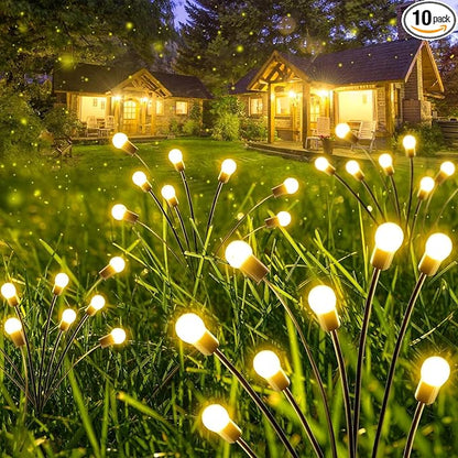 10-Pack Solar Garden Lights, 80 LED Solar Lights Outdoor for Garden Decor, Waterproof Firefly Light Outdoor (Sway by Wind), Swaying Light for Outside Yard Pathway Landscape Decorations (Warm White)
