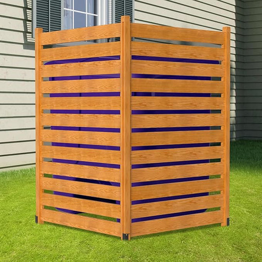 LILYPELLE 38in W x 60in H Air Conditioner Fence, 2 Panels Outdoor Decorative Fences Wood Privacy Screen with Metal Stakes, Outside Pool Equipment Enclosure Trash Can Panels
