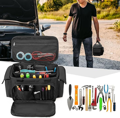 Rexmica Small Tool Bag with Anti-friction and Thick Padded Bottom, Tool Storage Organizer for Men, Tactical Bag, Range Bag, Multi-functional Work Tote for Repairman, Electrician, Carpenters, Handyman