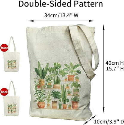 itgowisa Canvas Tote Bag for Women, Tote Bag with Zipper Inner Pocket, Zippered Canvas Bag for Shopping Work Grocery Everyday