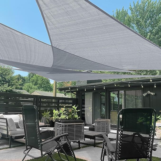 LOVE STORY Custom Size 10'x15'x18' Silver Grey Sun Shade Sail Triangle Sunshade Fabric Awning Canopy for Patio Backyard Carport Pergola (Customized)