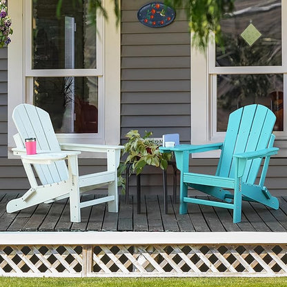 Adirondack Chair, HDPE Folding Adirondack Chair with Multifunctional Cup Holder, Weather Resistant Fire Pit Chair for porches, patios, patios, poolsides, Decks.