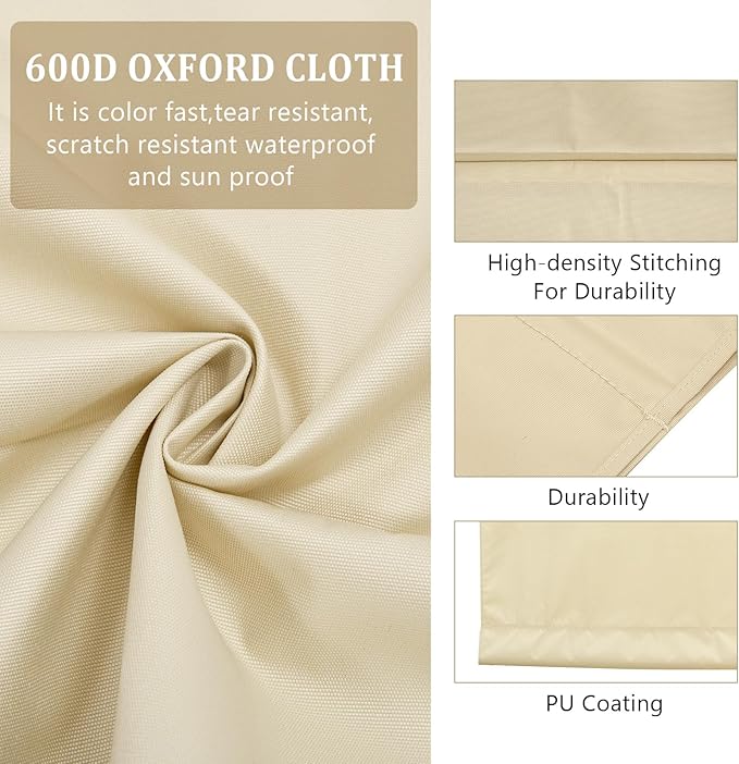 Outdoor Porch Swing Seat Cover Replacement,600D Thickened Oxford Waterproof Swing Replacement Cushion Fabric Covers for 3-Seater Patio Garden Yard Chair Bench (Beige,45.3 x 18.9 x 18.9 Inches)