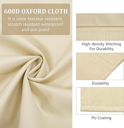 Outdoor Porch Swing Seat Cover Replacement,600D Thickened Oxford Waterproof Swing Replacement Cushion Fabric Covers for 3-Seater Patio Garden Yard Chair Bench (Beige,45.3 x 18.9 x 18.9 Inches)