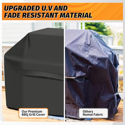 iCOVER Grill Cover 82 Inch, BBQ Grill Cover for Outdoor Grill, 600D Heavy-Duty Waterproof BBQ Cover, Large Barbecue Gas Grill Covers for Weber, Charbroil, Brinkmann, Nexgrill and More, Black