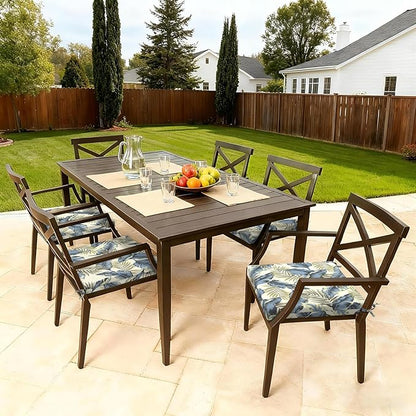 LVTXIII Outdoor Seat Cushions Seasonal Replacement Chair Cushions, Patio Chair Pads with Ties for Dining Chairs and Garden Furniture, Square Back, 19"x19"x2", 4 Pack, ‌Lush Palm Blue