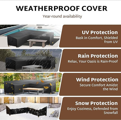 iBirdie Outdoor Sectional Cover fit 95 x 95 inch, 94 x 94, 93 x 93, 92 x 91 L-Shaped Patio Sofa Waterproof Weatherproof 600D Heavy Duty Garden Furniture Cover for Outside L Shape Couch