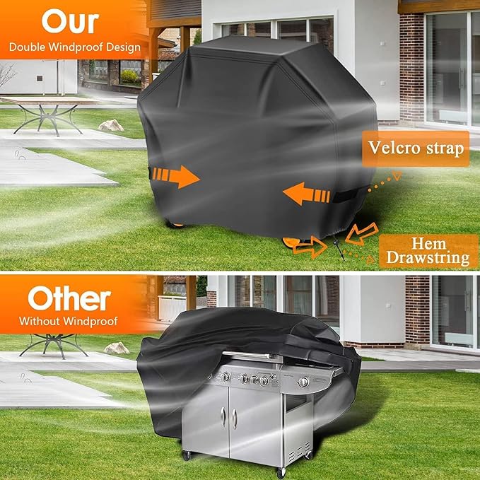 Aoretic Grill Cover, 60 inch BBQ Gas Grill Cover for Outdoor Grills, Charbroil Covers Barbecue Waterproof, Anti-UV for Weber Char-Broil Monument, Dyna-glo Nexgrill