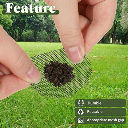 JJUNW 100Pcs Bonsai Pot Meshs Pad, 4 inch Round&Square Flower Pot Hole Mesh, Drainage Mesh Hole Screens Durable Reusable Bonsai Bottom Grid Mat Gardening Essentials