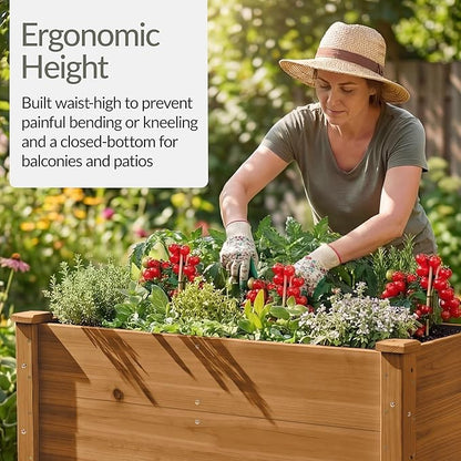 Best Choice Products 48" x 24" x 30" Raised Garden Bed with Extra Deep 16" Depth, Elevated Wood Planter Box Stand for Backyard, Patio, Balcony, Natural Fir Wood - Acorn Brown