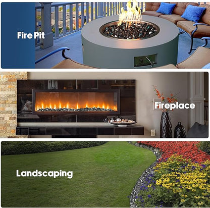 Skyflame 15-Pound Black Fire Glass, 1/2 Inch Reflective Fireplace Glass for Fire Table, Fire Bowl, Landscaping