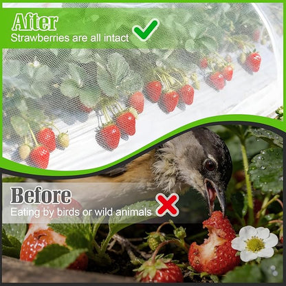13'x32.8' Garden Netting for Strawberry Plants HDPE Fine Strawberry Bird Netting for Raised Bed Row Cover Screen Mesh Net for Fruit Tree Vegetable Flowers Large Area Garden Protection