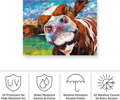 Trademark Fine Art ' Curious Cow I ' Outdoor All-Weather Wall Decor by Carolee Vitaletti 24x32