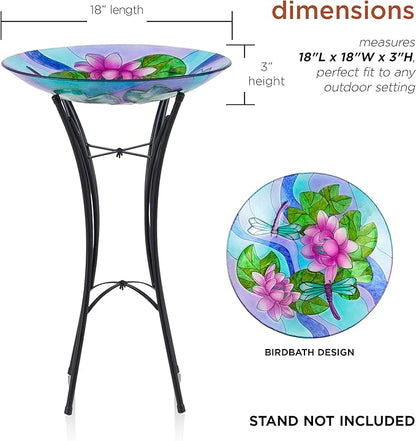 Alpine Corporation 18" Outdoor Birdbath Bowl Topper with Metal Stand, Garden Decor