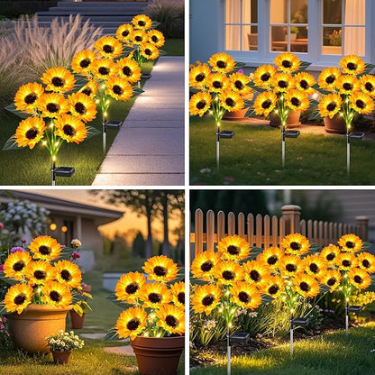 Sunflower Solar Lights Outdoor Decor, 6 Pack Solar Garden Decor Waterproof Solar Sunflower Outdoor Lights for Garden Patio,Flower Bed, Pathway, Gift for Women, Mom, Grandma (6 Pack)