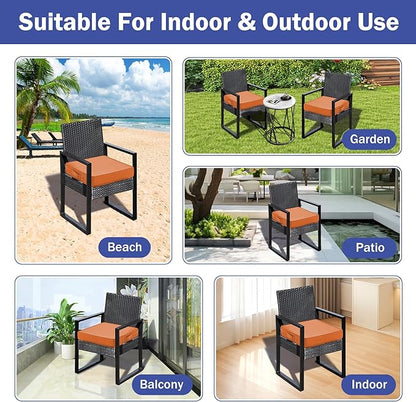 IASEAHK Patio Chair Cushions, 18.5" x 16" x 3" Outdoor Chair Cushions Set of 4, Waterproof Outdoor Cushions for Patio Furniture, Outdoors Seat Cushions Set of 4 with Handle and Ties, Spice