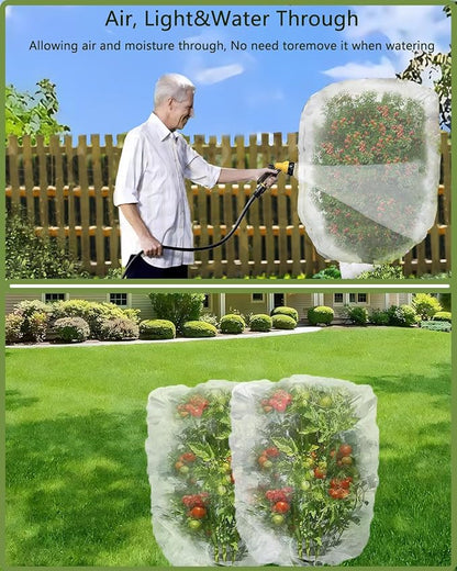 4 Pack Fruit Tree Netting with Zipper & Drawstring, 2.6 x 3.2 Ft Reusable Blueberry Bush Netting Cover, Durable Bird Netting for Vegetables, Trees, Bushes in Garden