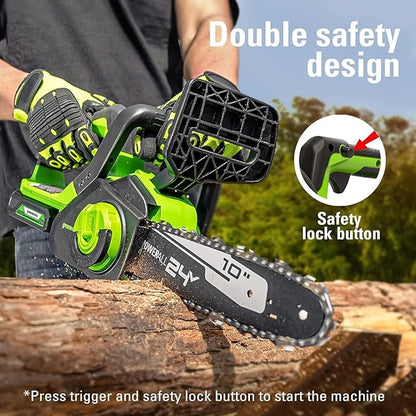 Greenworks 24V 10" Cordless Compact Chainsaw (Great For Storm Clean-Up, Pruning, and Firewood / 125+ Compatible Tools), Tool Only