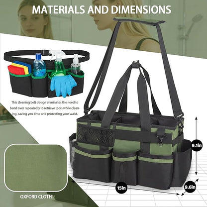 Wearable Cleaning Caddy Organizer & Belt Set, Large Capacity Waterproof Storage with Adjustable Straps & Multi-Pockets, Heavy Duty for Housekeepers & Cleaners | Home, Kitchen, Car & Garden