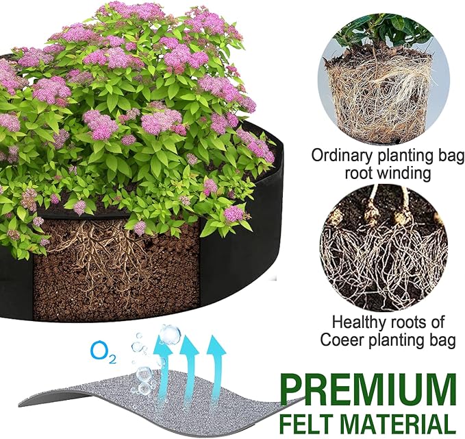 ZtohPyo 2-Pack 50 Gallon Plant Grow Bags, Large Fabric Raised Garden Bed with Handles,Durable Garden Beds Planters Aeration Gardening Container to Grow Vegetables for Outdoor Plants