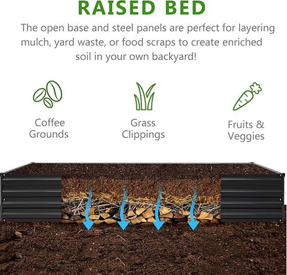 2PCS 7x3x1ft Galvanized Raised Garden Bed Kit,Metal Planter Box for Vegetables,Flowers,Herbs Durable Rust-Resistant Patio Gardening Beds,Black