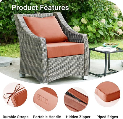Outdoor Cushions for Patio Furniture,Outdoor Seat Cushion Set 24 x 24 x 5.75 Inch,Waterproof & Fade Resistant Outdoor Chair Cushions,Deep Patio Chair Cushion with Removable Cover,Spice