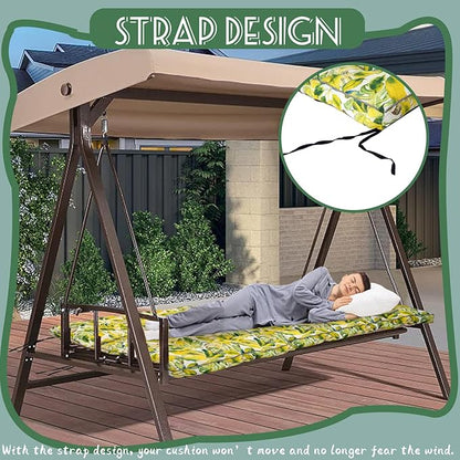 Replacement Cushions for Swing, Swing Cushions 3 Seater Replacement, Waterproof Thicken Washable Pad Cushion for Outdoor Indoor Furniture Swing Patio (Lemon Yellow, 40x63 inch)