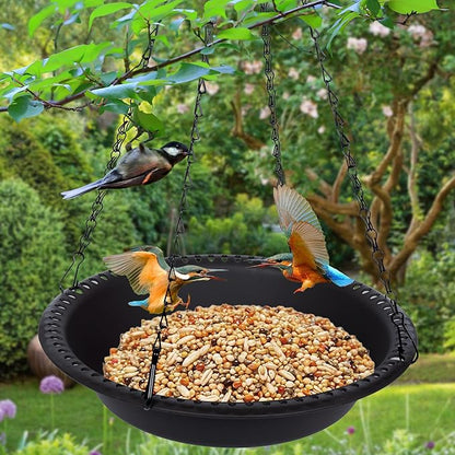 Hanging Bird Feeder Tray 10inch for Garden Yard Outside, Black