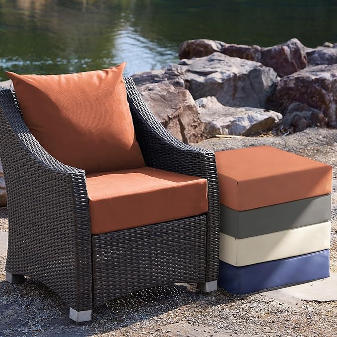 Outdoor Cushions for Patio Furniture, Outdoor Seat Cushion Set 24 x 24 x 5.75 Inch, Waterproof & Fade Resistant Outdoor Chair Cushions, Deep Patio Chair Cushion with Removable Cover, Spice