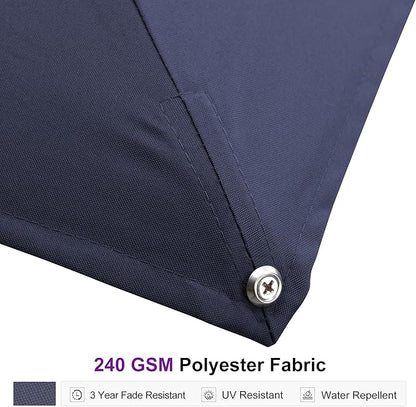 PURPLE LEAF 9' X 12' Rectangle Patio Umbrella with Base Large Cantilever Outdoor Umbrella Offset Umbrella with 360-degree Rotation Garden for Deck Backyard Pool Navy