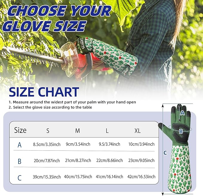 Schwer Gardening Gloves for Women, Rose Pruning Gloves with Reinforced Fingertips & Palm, Touchscreen, Breathable Long Garden Glove for Yard, Gardening Essentials & Supplies, Gifts for Gardener, L