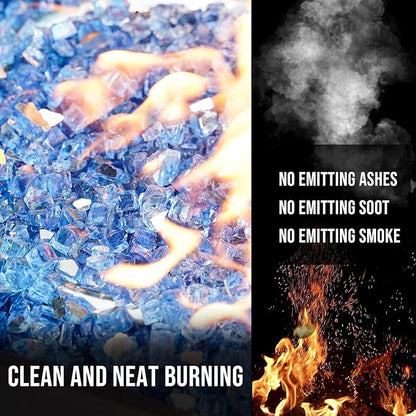 Skyflame 10-Pound Fire Glass for Fireplace Fire Pit and Landscaping, Pacific Blue Reflective, 1/2-Inch