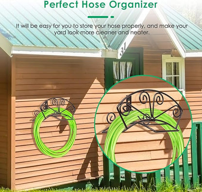 TomCare Garden Hose Holder Heavy Duty Water Hose Holder Holds 150 FT Hoses Solid Metal Hoses Hanger Wall Mount Decorative Durable Garden Hoses Storage Hose Reel Hose Organizer for Outside Yard, Bronze