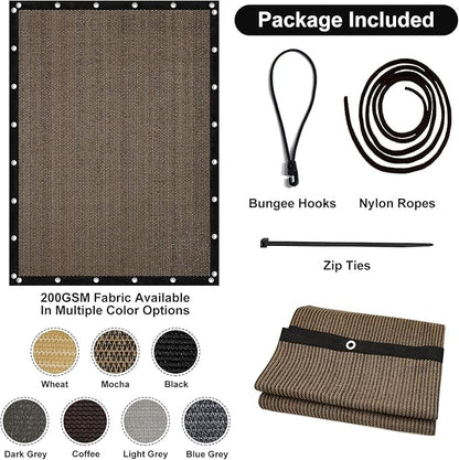 Artpuch 90% Sun Shade Cloth, 5 x 12 FT Pergola Shade Cover Canopy with Grommets, Sun Screen Fabric Tarp for Patio, Outdoor, Garden, Backyard, Mocha