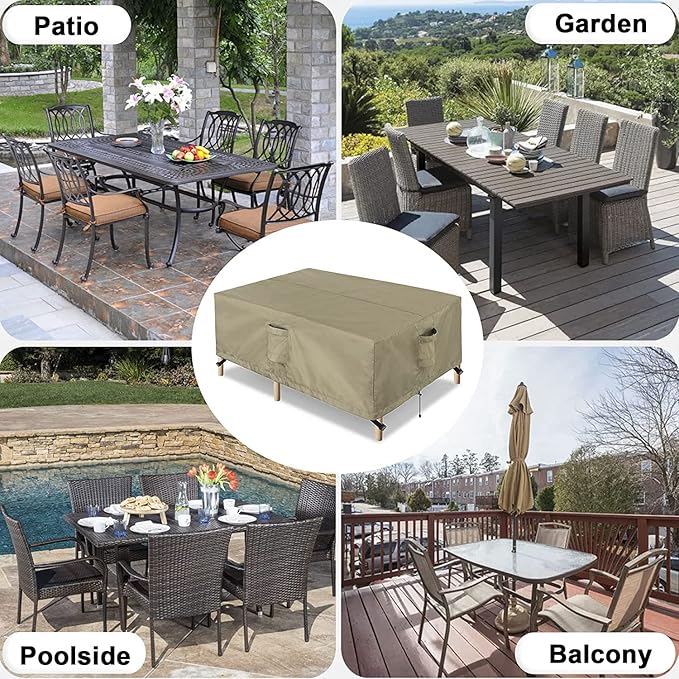 OutdoorLines Outdoor Waterproof Patio Table Furniture Set Covers - Square Couch Sectional Cover Outside Weatherproof Patio Furniture Covering for Deck, Lawn and Backyard 84" L x 84" W x 28" H, Camel