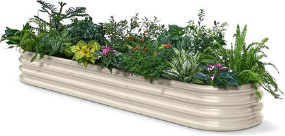 Galvanized Raised Garden Bed 8x2x1ft - 12" Tall Metal Planter for Outdoor Plants, Vegetables, Herbs, Metal Garden Box with Stainless Steel Hardware, and Rust-Resistant Coating - Sand Beige